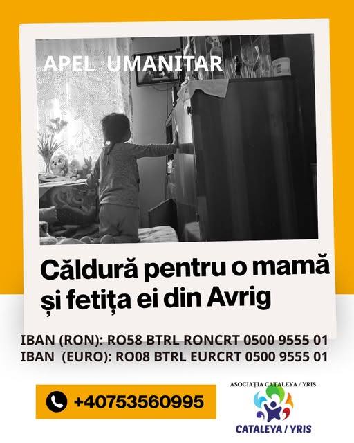 Banner de incurajare pentru sprijin de lemne de foc al unei fetite din Avrig